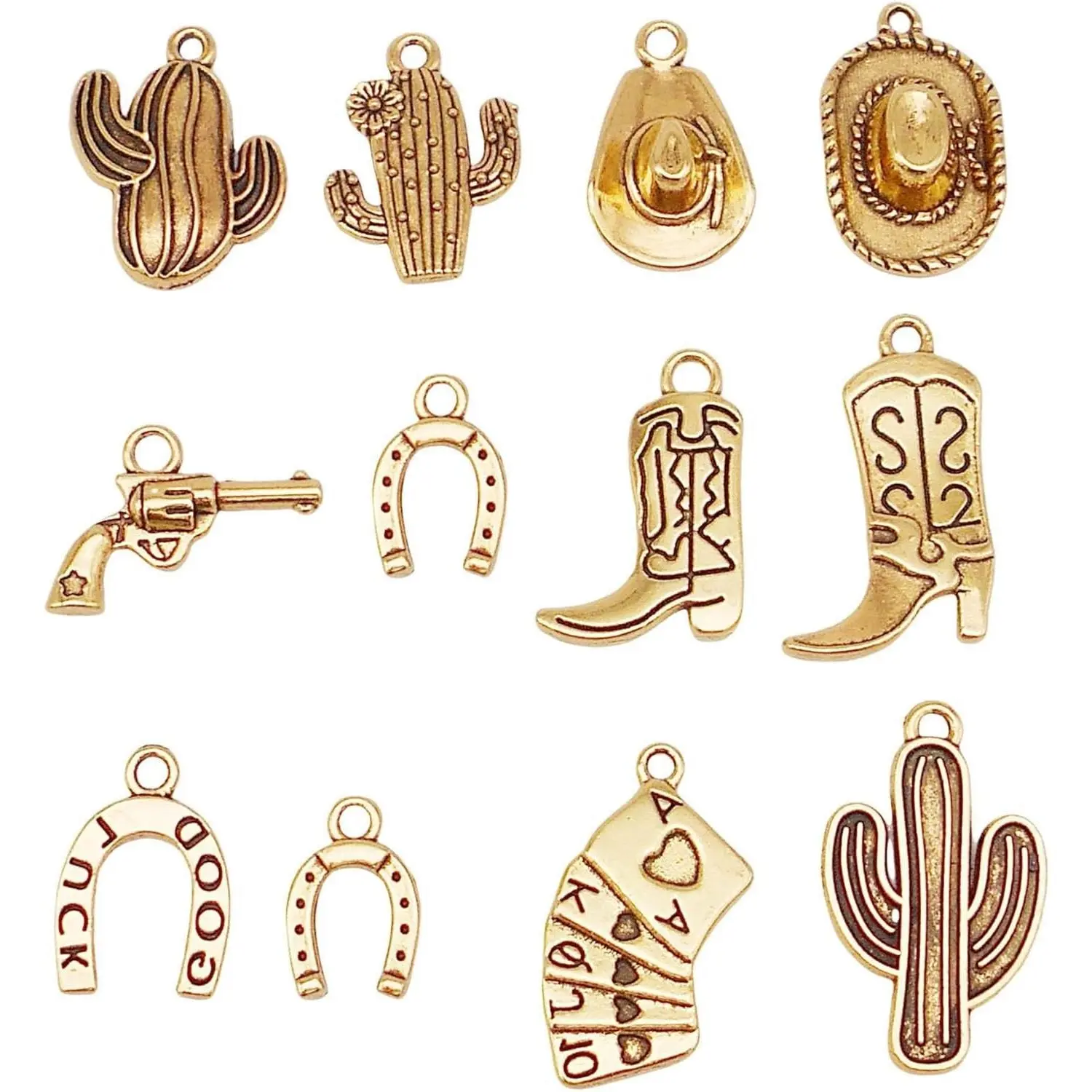 X-BY62  100 Grams Alloy Western Cowboy Cowgirl Charms Antique Silver Gold Color Boot Hat Pendants for Necklace Earrings Bracelet Jewelry Making Women Gifts Craft DIY Findings
