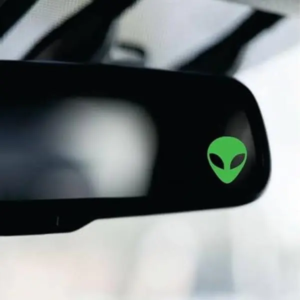 Tiny Alien Car Decal Truck Bumper Sticker Window Windshield Vinyl Sunvisor Rearview Mirror