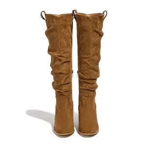 High Heel Boots for Women,Womens Platform Boot Heels Sexy Round Toe Lace UP High Heels Mid Calf Boots