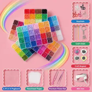 Fuse Beads Kit Easy DIY 53000 2.6mm, Built-in Iron | DIY Crafts Supplies, Room Art Decor, Ideal Gift, Pixel Art All-in-One