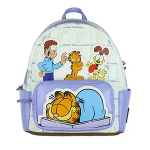Garfield The Cat 11" Mini Backpack Odie & Jon Faux-Leather Small Bag Purse with Adjustable Shoulder Straps
