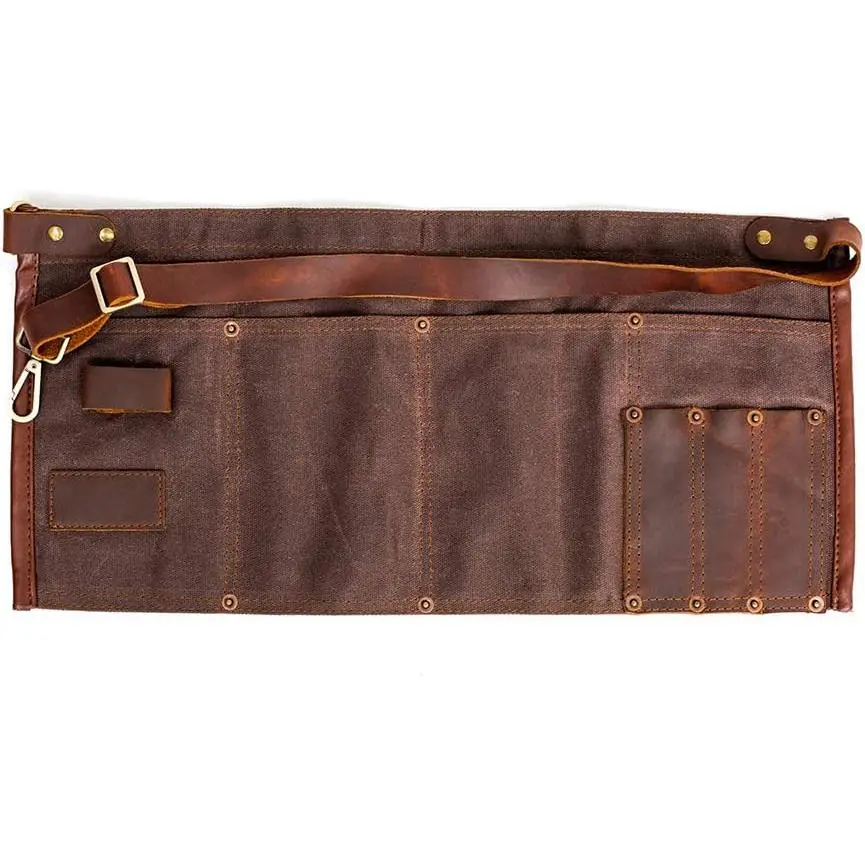 Waxed Canvas Tool Apron With the Adjustable  Belt (brown)