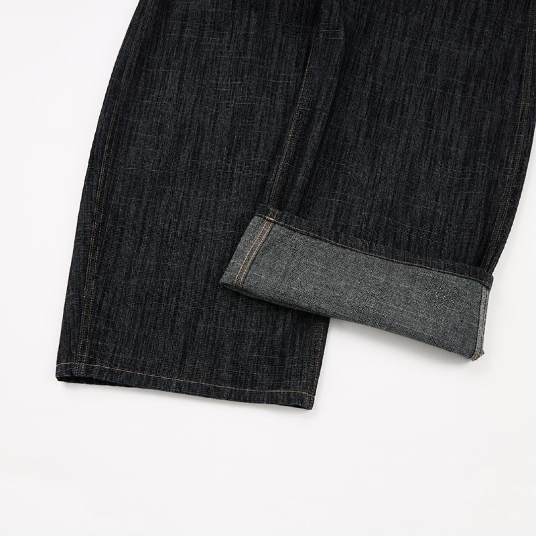 Inflation-themed men’s workwear baggy carpenter jeans | dark wash wide-leg streetwear denim