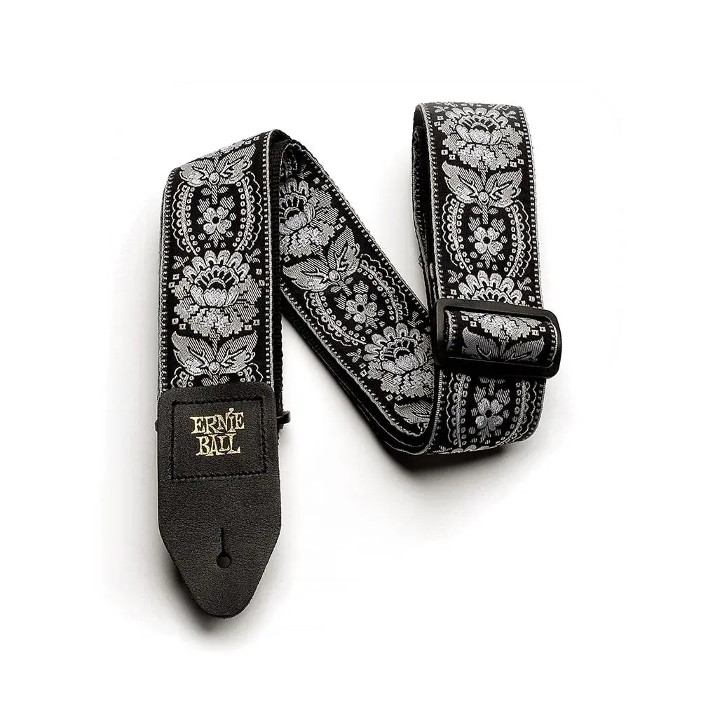 Classic Jacquard Guitar Strap/Bass Strap - Silver Orleans