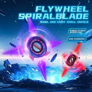 1 handheld 4-blade bearing flywheel rotating sword, laser sword, Rechargeable lightsaber, 8 light effects, LED light, Type-C charging, for role-playing & science fiction enthusiasts, ideal gift for adults & children, great holiday gift