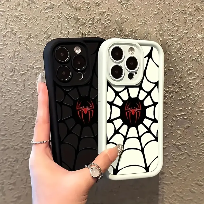 Red Spider Pattern Case for Samsung iPhone 17 16 Pro X XS MAX 11 12 13 14 15 Plus Series Case Shockproof Non Slip Military-Grade Protection Silicone Cover