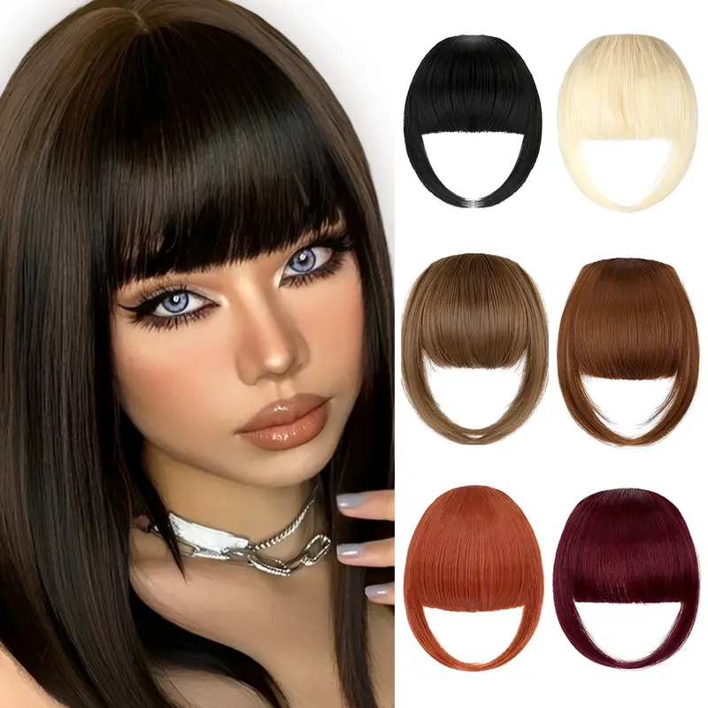 Cephemer Clip-In Bangs Hairpieces for Women 8inches Thick Synthetic Blunt Bangs Hair Extensions with 2 Clips Easy to Wear Perfect for Daily Party Black Friday & Christmas