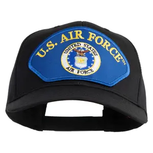 U.S. Air Force Seal Logo Blue Patched Solid Cotton Twill Pro Style Cap