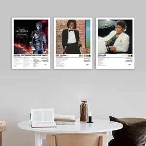 3-Piece Michael Jackson Classic Music Poster Set, Thriller-Off the Wall Wall Decor, suitable for living rooms, dorm rooms, game rooms, bedrooms, and offices. Perfect gift, ready to hang and use, ideal for college student home decor, student style, framele