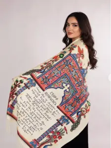 Women's Elegant Fashion Winter Scarf Armenian Pattern Imitation Cashmere Shawl Religious Elements Tribal Totem Thick Hijab Prayer Scarf