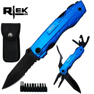 RTEK RT 8219-BL Portable 4.5" Multitool with Pliers, Bottle Opener, Screwdrivers, and Sheath - Emergency Survival Kit Supplies