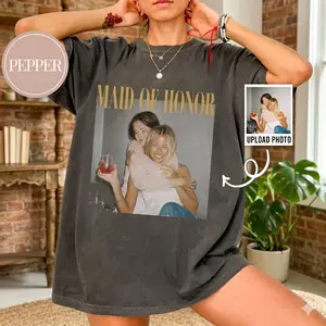 Personalised Maid of Honor Shirt, Comfort Colors Custom Photo Bridesmaid Shirt, MOH Bachelorette Party Tee, Team Bride, Bridal Shower Gift