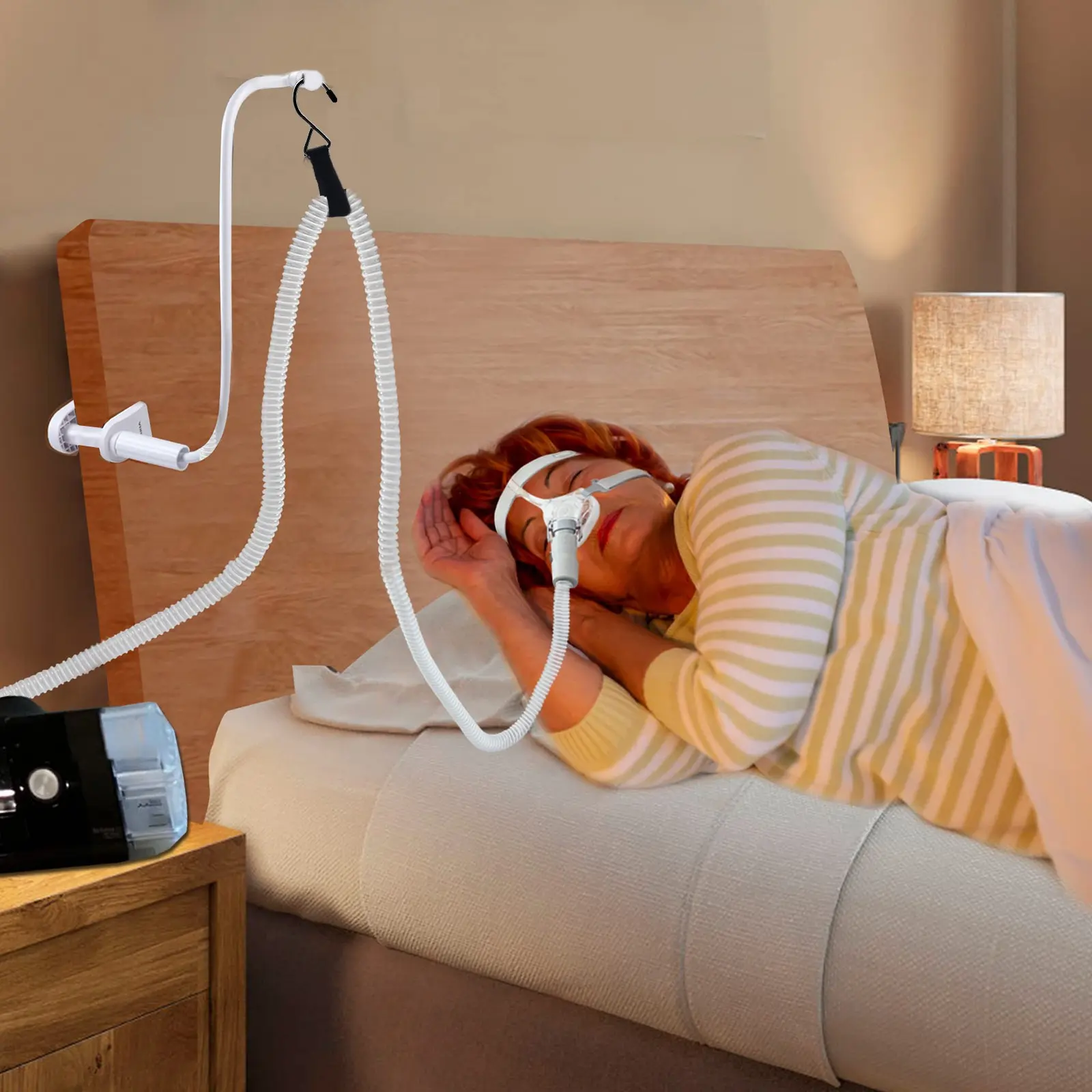 CPAP Hose Holder - Durable CPAP Hose Hanger, Hose Hanging Hook for Bed Avoid Tangling and Prevent Blockage,Keeps The Air Hose Up and Away from Your Face and Arms to Make You Sleep Better