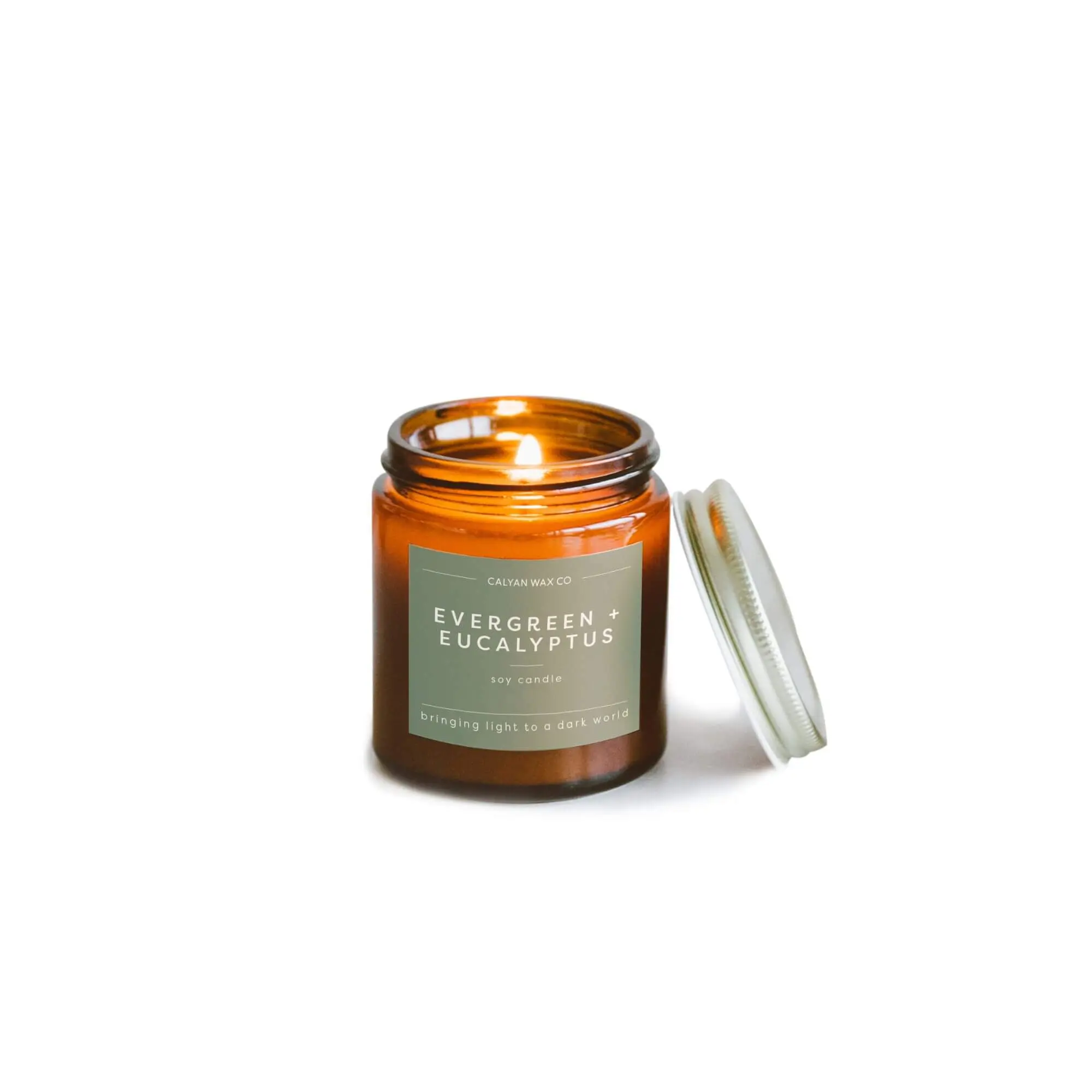 Evergreen + Eucalyptus Mini Amber Jar Soy Candle Evergreen + Eucalyptus Mini Amber Jar Soy Candle