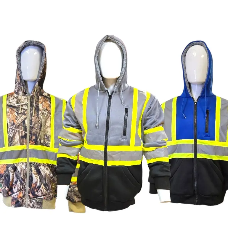 Work Safety Hoodies with Sherpa Liner, Reflectors, Work Safety Vest Functionality, Reflective Safety Vest, High Visibility Shirts