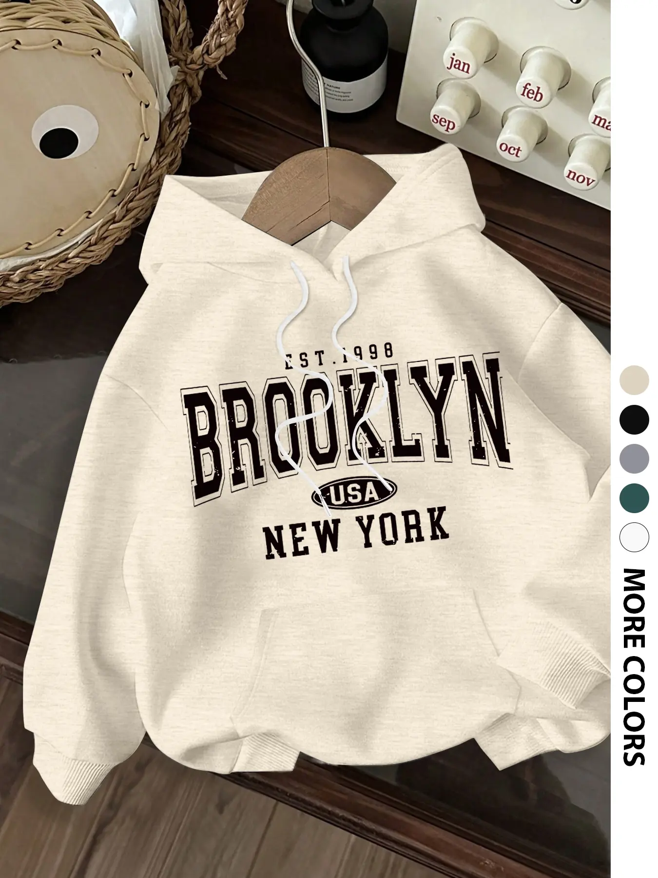Women's Dropped Shoulder Long Sleeve Loose Hoodie with Letter Print, Fashion Casual Drawstring Pocket Sweatshirt, Womenswear Fall & Winter Outdoors Wear, Graphic Hoodie Sweatshirt