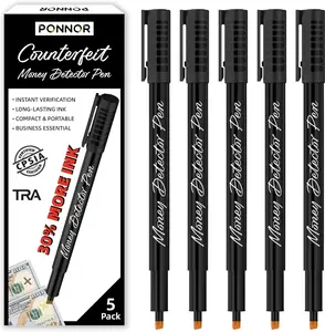 PONNOR Counterfeit Money Detector Pen  Bill Marker Universal False Currency Checker Cash Tester with 30% More Ink with Upgraded Chisel Tip for Personal & Commercial Use