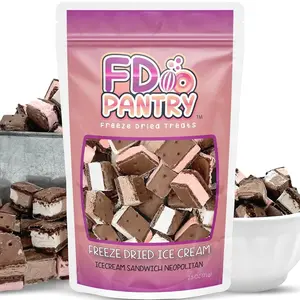 Freeze Dried Ice Cream Sandwich Bites, Neapolitan, Crunchy & Sweet Snack, 2.5 oz, Dehydrated, Resealable Gift Bag, Strawberry, Vanilla, Chocolate