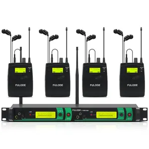 UHF Wireless In-Ear Monitor System, 2-Channel Durable Metal Audio Sound Monitor with LCD Display, 4 Bodypacks, In-Earphones, 2x40 Frequencies, 330ft Range for Stage, Studio