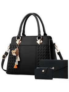 New Women's Combo Bag, Classic Elegant Handbag, Fashionable Crossbody Shoulder Bag, Large Capacity Embroidered Backpack with Wallet and Card Holder