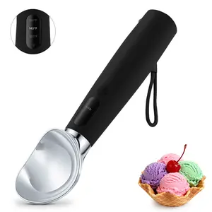 VRAIKO Heated Ice Cream Scoop Black with 3-Level Adjustable Heats 120/140/160°F LED Display 2600mAh Rechargeable for Perfect Scoops