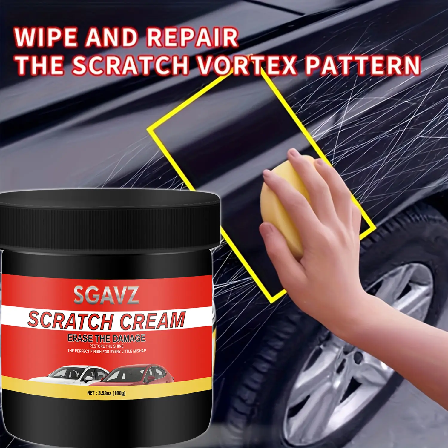Car Scratch Repair Cream for Deep & Light Scratches, Nano Car Paint Restorer, Swirl & Scuff Remover, Fast Scratch Repair Wax for Black & Colored Vehicles, Restores Gloss & Shine, Easy DIY Car Scratch Removal Paste for Auto Paint Protection