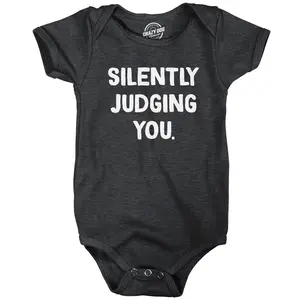 Silently Judging You Baby Bodysuit Funny Sarcastic Novelty Jumper for Infants Funny Baby Onesies Funny Nerd Onesie Novelty Onesie Black -