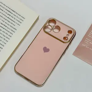 Purple Heart Print Phone Case Sleek And Shiny Electroplated Glossy Frame Shockproof Scratch-Resistant precise cutouts ensure a perfect fit for iPhone 17 16 15 14 13 12 11