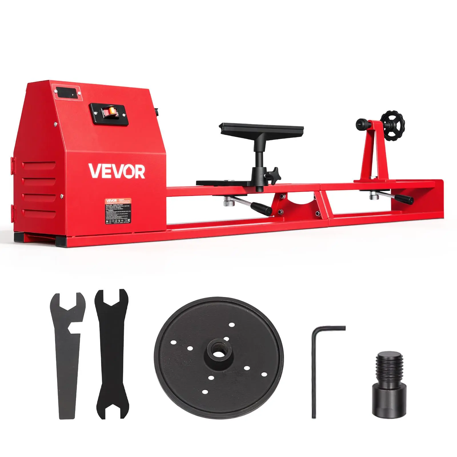 VEVOR Benchtop Wood Lathe Machine, 1/2 HP 14-in x 40-in Multi-Speed Woodturning Tool, 4 Speeds (930/1500/2050/2500 RPM), Includes Tool Rest, Wrenches, Faceplate, Heavy-Duty for Beginners' Woodworking