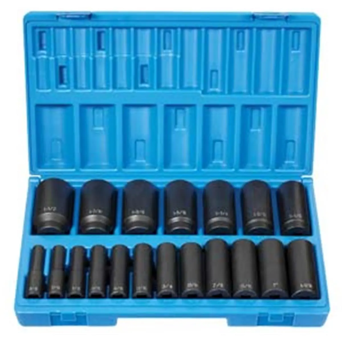 212 MAIN Deep Socket Set, 19-Piece 1/2-Inch Drive Kit, Top Quality 12-Point Fractional Sockets (3/8'' to 1-1/2'') for Maintenance Work, Fractional Size, Inches