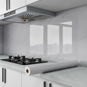 Glossy Marble Peel & Stick Wallpaper - Waterproof Oil-Resistant Removable Film for Kitchen Countertops Cabinet Makeovers & Furniture Renewal Easy-Remove Durable Practical Design Adhesive
