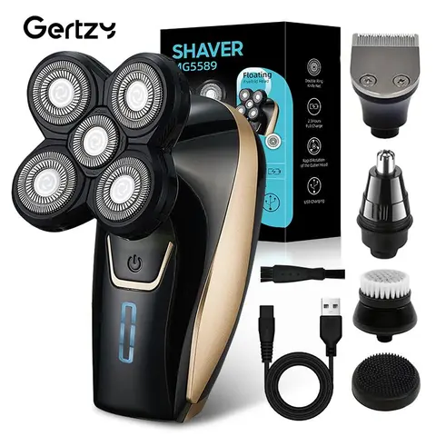 Unisex Head & Beard Shaver Set with Hypoallergenic Blades, USB Rechargeable, Multifunctional Hair Shaver, Shaving Products, Includes Nose Hair Trimmer and Exfoliating Brush, Perfect Gift for Birthdays