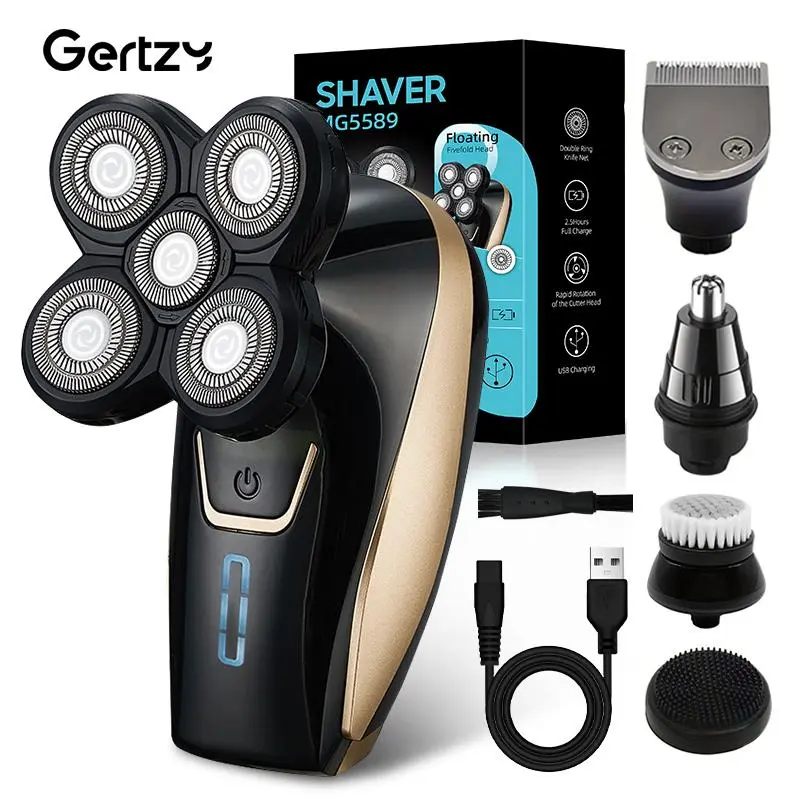 Unisex Head & Beard Shaver Set with Hypoallergenic Blades, USB Rechargeable Cordless Body Shaver, Multifunctional Hair Shaver, Includes Nose Hair Trimmer and Exfoliating Brush, Perfect Gift for Birthdays