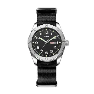 OIDEA Men Tactical Military Watch with Rotating Bezel, Waterproof Analog Quartz Field Watch with Date Day, Big Dial Nylon Strap Outdoor Wrist Watch for Men