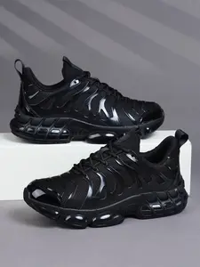 Trendy Men's Low-Top Running Shoes, Future-Style Pure Design with Shiny Bubble Sole, Anti-Slip Cushioned Sneakers for Running & Urban Fashion