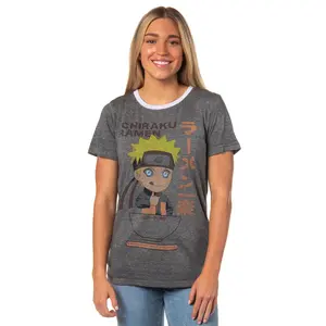 Naruto Shippuden Women's Ramen Is The Best Pleasure Ringer Burnout Graphic Print T-Shirt
