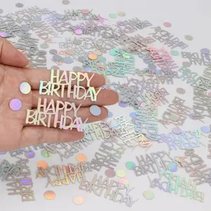 About 300 Pieces Birthday Confetti, Glitter Cut Out Happy Birthday Table Decorations, Rainbow Color Festival Party Supplies for Celebrations