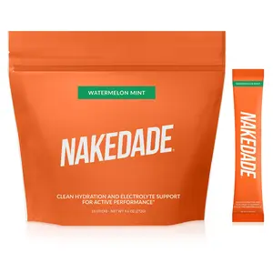 Nakedade Electrolytes Powder Packets - Watermelon Mint flavor - 285mg Potassium for Sustained Hydration & Vitamins
