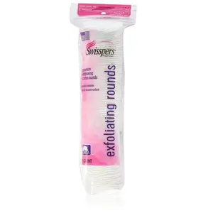 Swisspers Premium Exfoliating Rounds, 2 Distinct Raised Textured Surface, Cotton Facial Pads, 80 Count Re-closable Bag
