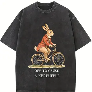 Vintage Rabbit Shirt, Off To Cause A Kerfuffle Tee, Cottagecore Bunny Shirt