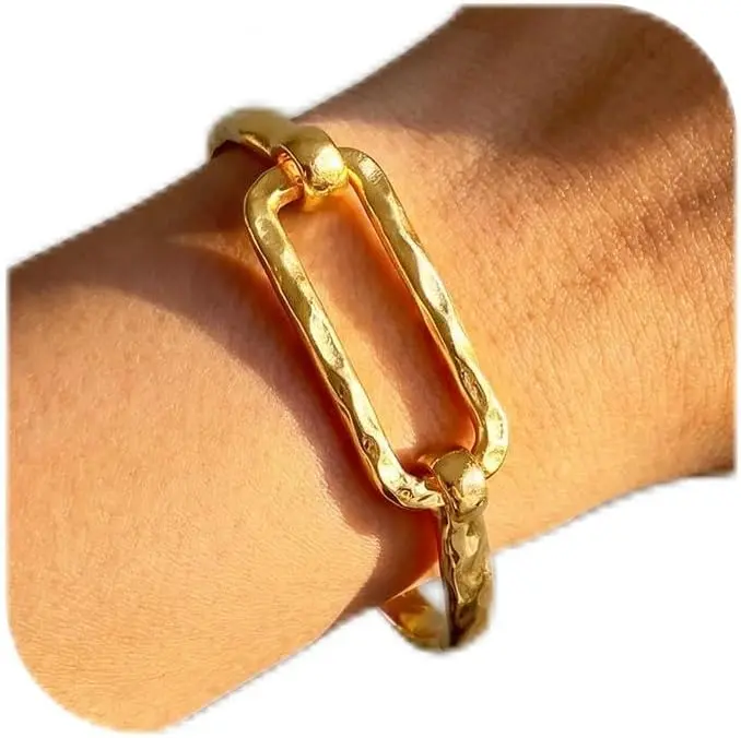 Chunky Gold Bangle Bracelets for Women, 18K Gold PlatedChunky Statement Jewelry  Unique Cuff Design