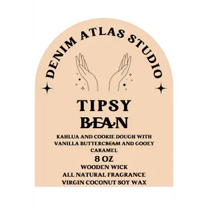 Denim Atlas Studio Tipsy Bean Candle 8 oz - Kahlua & Cookie Dough with Vanilla Buttercream & Gooey Caramel - Vegan, Cruelty-Free, Recyclable Wax