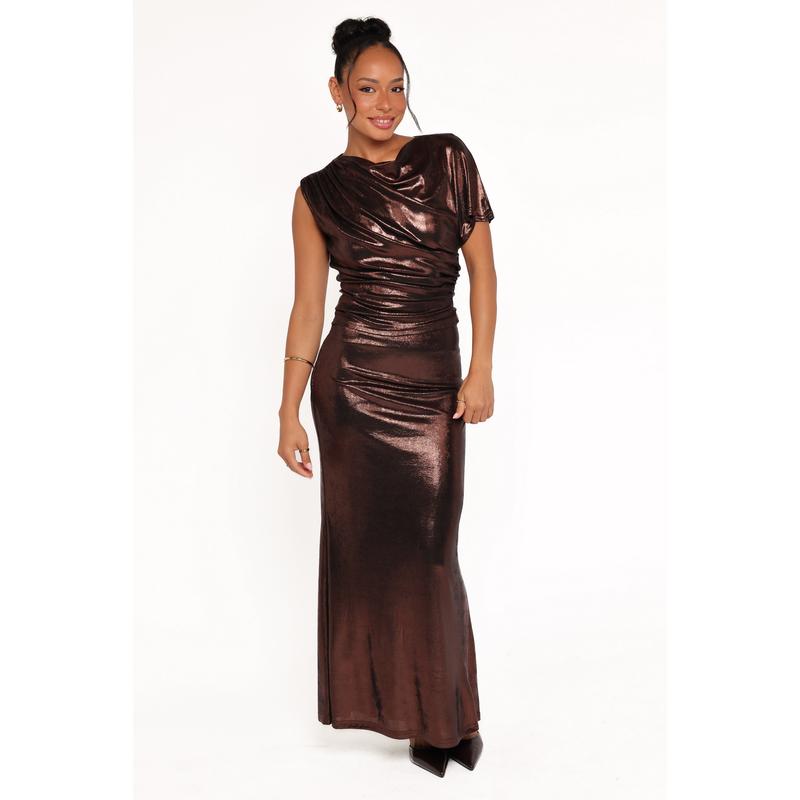 Velman Metallic Maxi Skirt - Bronze
