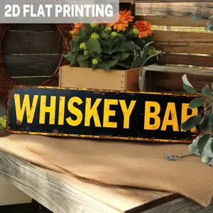 1PC Vintage Whiskey Bar Metal Sign - Industrial Style WHISKEY BAB Decoration, Black And Yellow Retro Design - Heavy Metal Wall Art, Suitable For Man Cave, Home Bar, Game Room - Indoor And Outdoor Easy-To-Hang Decoration (9.98X 39.98Cm ) Cafe Humorous