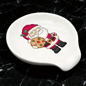 Christmas Santa Coffee Spoon Rest Ceramic Spoon Holder Cafe Bar Accessories, Funny Stove Top Countertop Kitchen Accessories Christmas Thanksgiving Gift for Coffee Lovers, Christmas Holiday Xmas New Year Gift