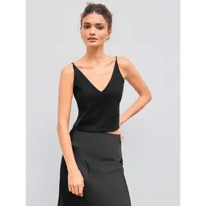 Cider V-neck Solid Crop Cami Top