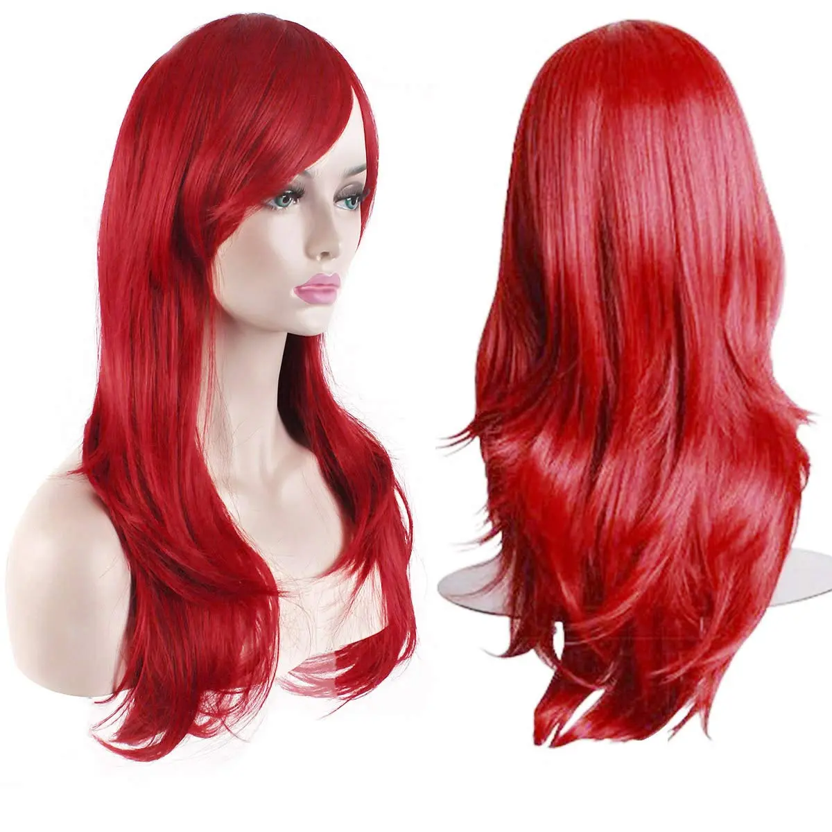 28 in Fashion Wavy Synthetic Costume Wig, Curly Red Hair Wig for Cosplay & Daily Wear, Wavy Synthetic Wigs, Synthetic Costume Wigs