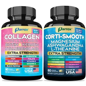 PARROX Shining Serenity Set - Collagen & Cortisol All-in-One Multivitamin Combo - Made in USA with Extra Strength Ingredients