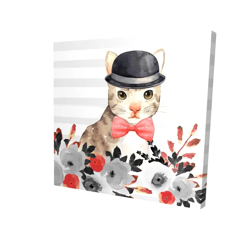 Begin Home Decor 2080-2424-CH8-1 24 x 24 in. Cat Detective Gray Canvas - Stylish Bedroom Animal Decor