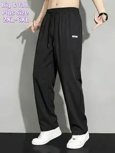 Men's Plus Size Ice Silky Straight-Leg Pants – Comfortable for Sports, Running, Training & Outdoor Activities, Plus Size Joggers Joggers, Tracksuit Pants